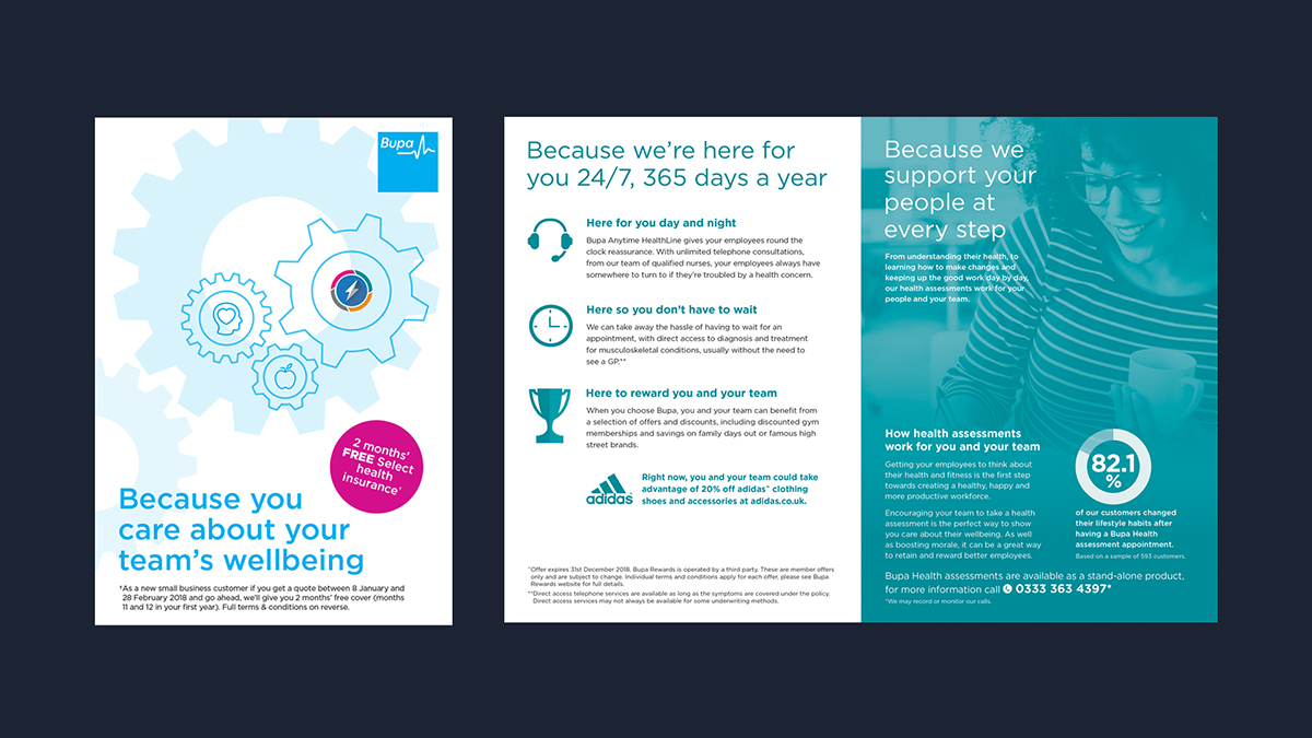mockup of the Bupa wellbeing case study by Red C Marketing
