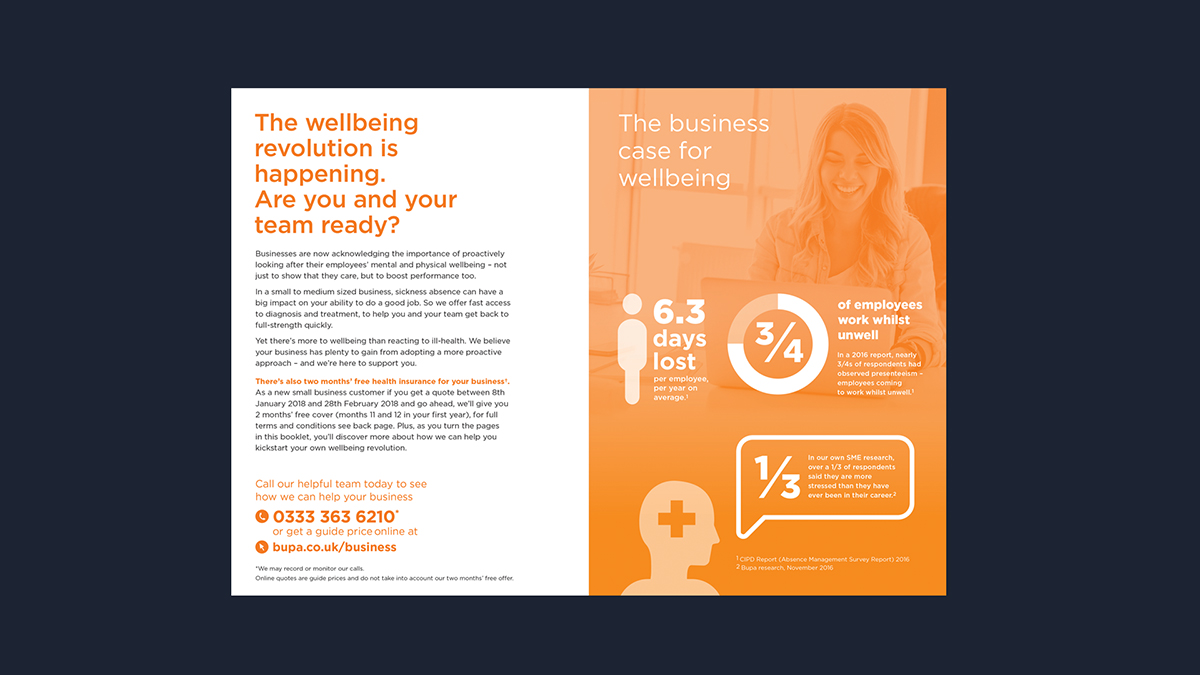 mockup of the Bupa wellbeing case study by Red C Marketing