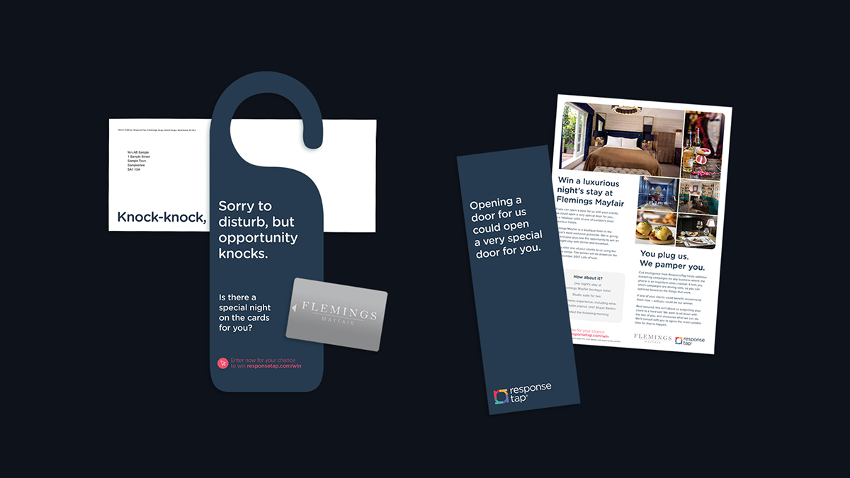 Photo of the direct mail pack for ResponseTap, produced by Red C Marketing