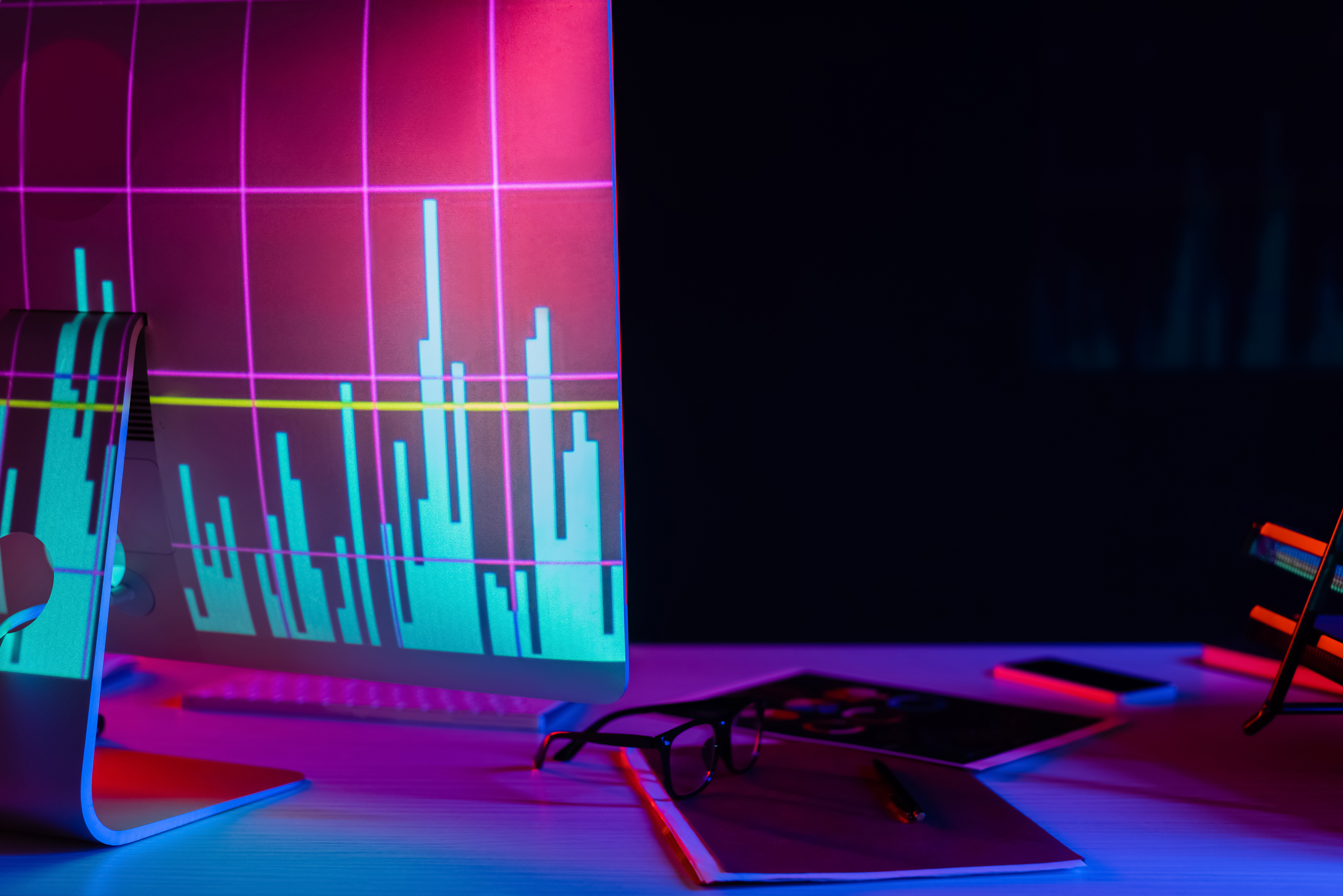 Graph projected onto the back of a macbook