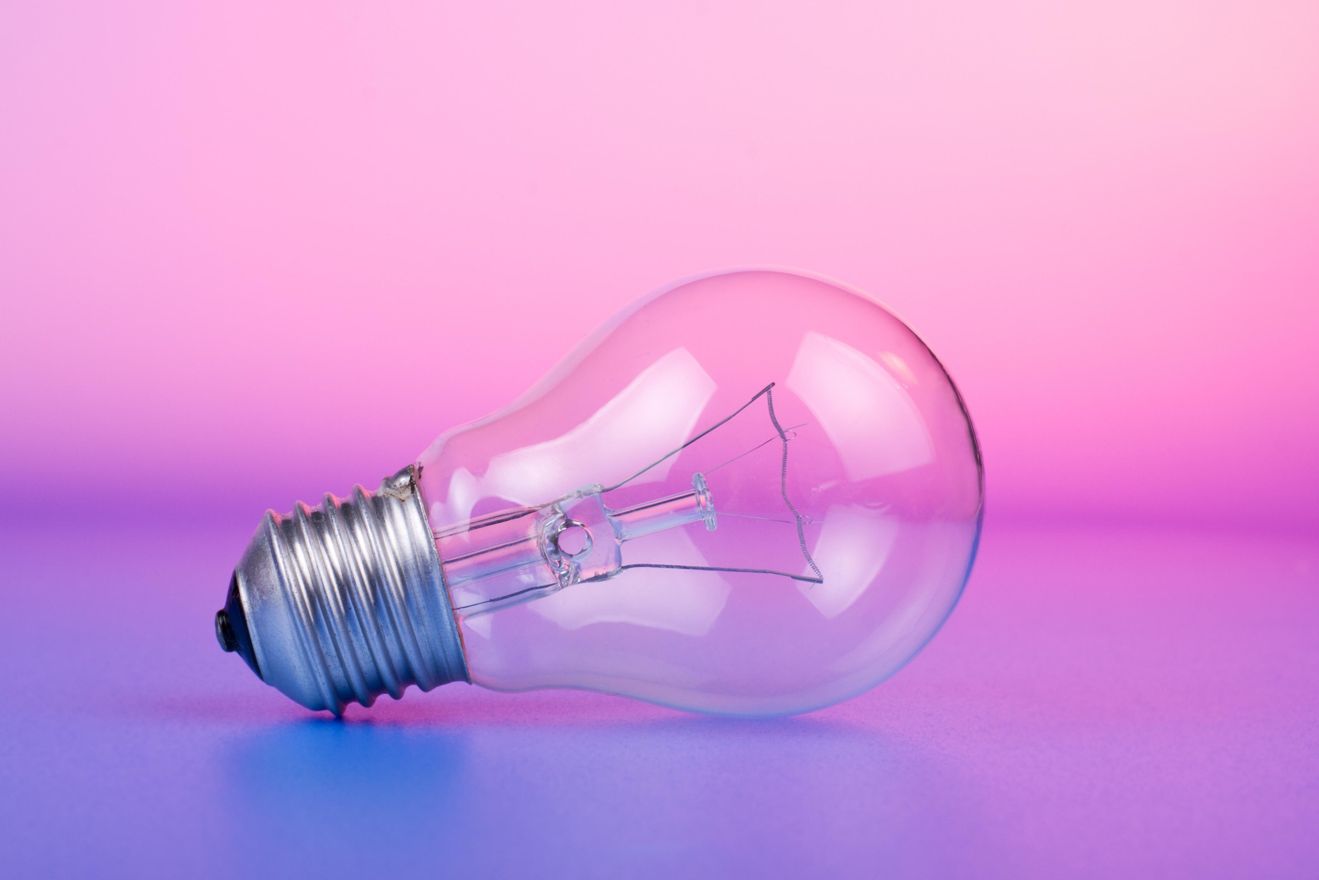 lightbulb on a neon background